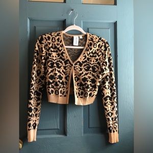 Cheetah cute crop top cardigan/sweater